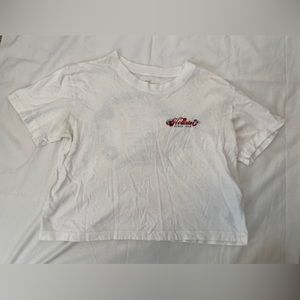 Hollister Off White Cropped Band Tee Boyfriend T-Shirt